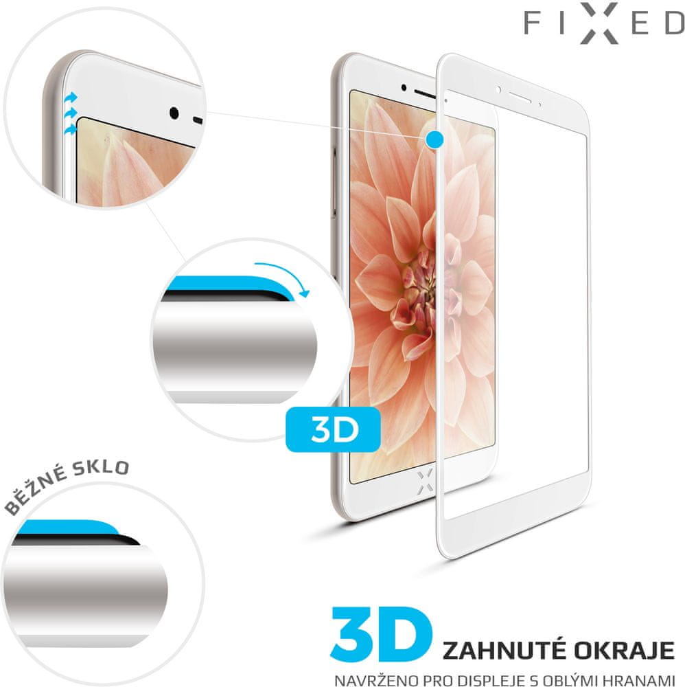 FIXED 3D Full-Cover ochranné tvrdené sklo pre Apple iPhone 7 Plus / 8 Plus, biele FIXG3D-101-033WH